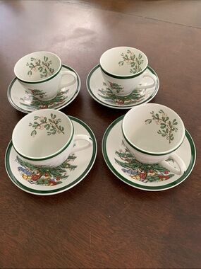 Cuthbertson Christmas Tree Demitasse and Saucer Set